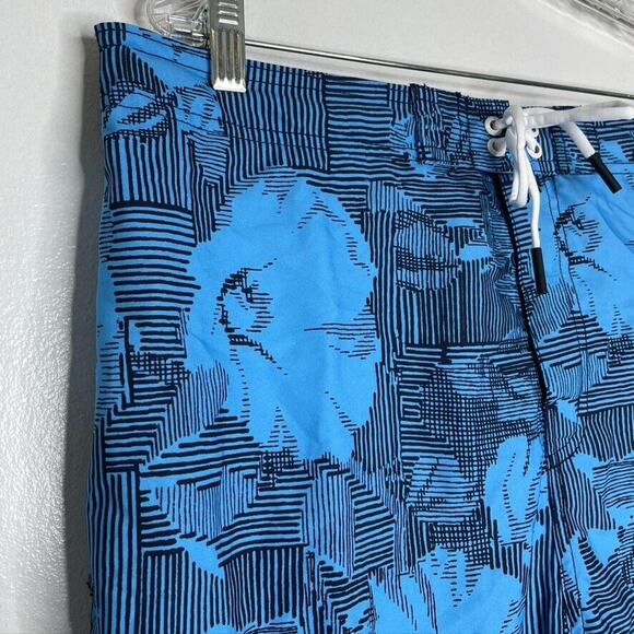 Speedo Blue Floral Drawstring Lined Beach Swim Trunks Shorts Size XXL Men's NEW - Picture 6 of 8